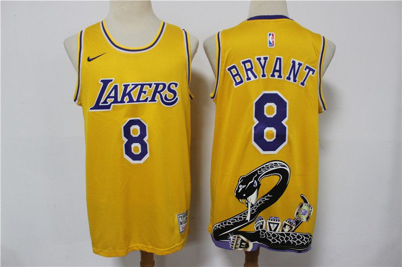 Men Los Angeles Lakers 8 Bryant yellow Game Nike 2021 NBA Jersey1